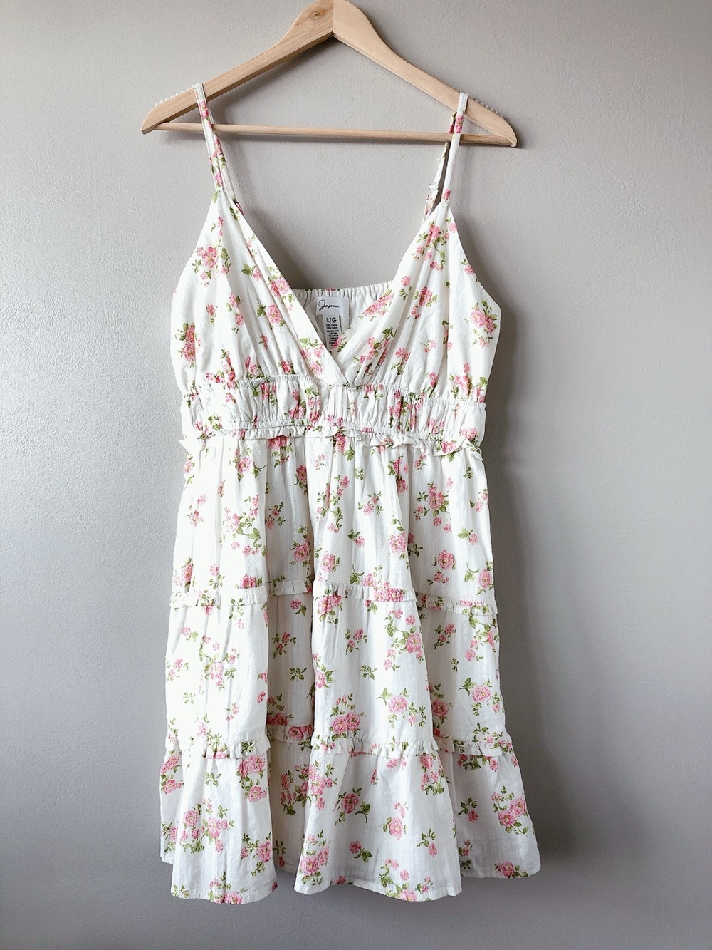Japna White Floral Cotton Dress with Pink floral pattern mini dress summer